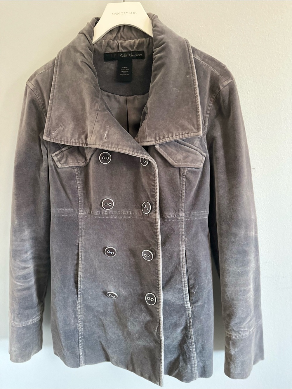 Calvin Klein Jeans Women's Gray Double-Breasted Peacoat